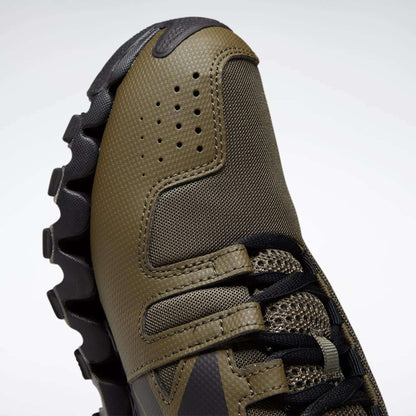 A close-up of Reebok Men's ZigWild Trail 6 Shoes, designed with enhanced cushioning.