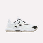 The Reebok Nano Golf Shoes are white with black accents, a textured sole, mesh panels, lace-up design, and FlexWeave upper. Shown from the side against a plain light background.