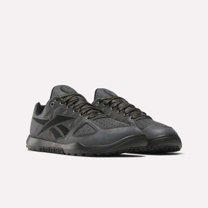 A pair of Reebok Nano 2.0 Training Shoes in black, featuring lace-up closures, perforated toe boxes, and textured rubber soles, displayed against a light background.