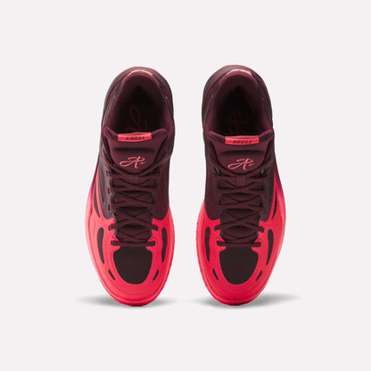 The Reebok Engine A Basketball Shoes are red and black performance sneakers featuring SuperFloat foam for enhanced on-court comfort.