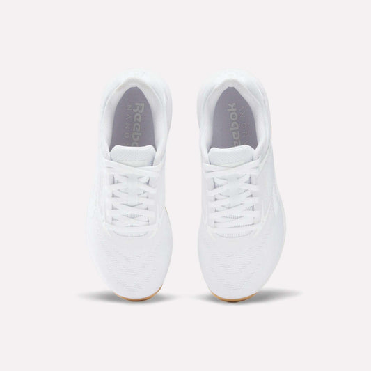 A pair of Women's Nano X5 Training Shoes by Reebok, shown from above with visible laces, toe area, and logo on the insoles, displayed against a plain light background.