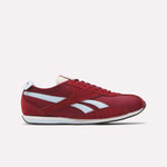 The Reebok R400 Shoes are red athletic sneakers with white and light blue accents, a white heel tab, black outsole, and the Reebok logo on the side, shown against a plain white background.