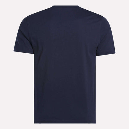 The Men's Big Logo Crewneck Short Sleeve Tee by Reebok is displayed from the back against a light background.