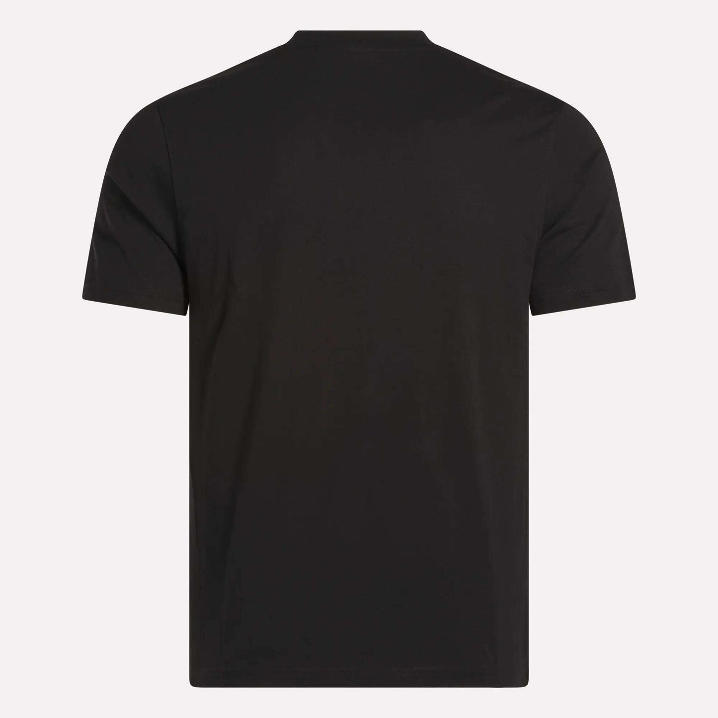 The Reebok Men's Big Logo Crewneck Short Sleeve Tee, shown from the back against a light background, is a classic addition to any wardrobe.