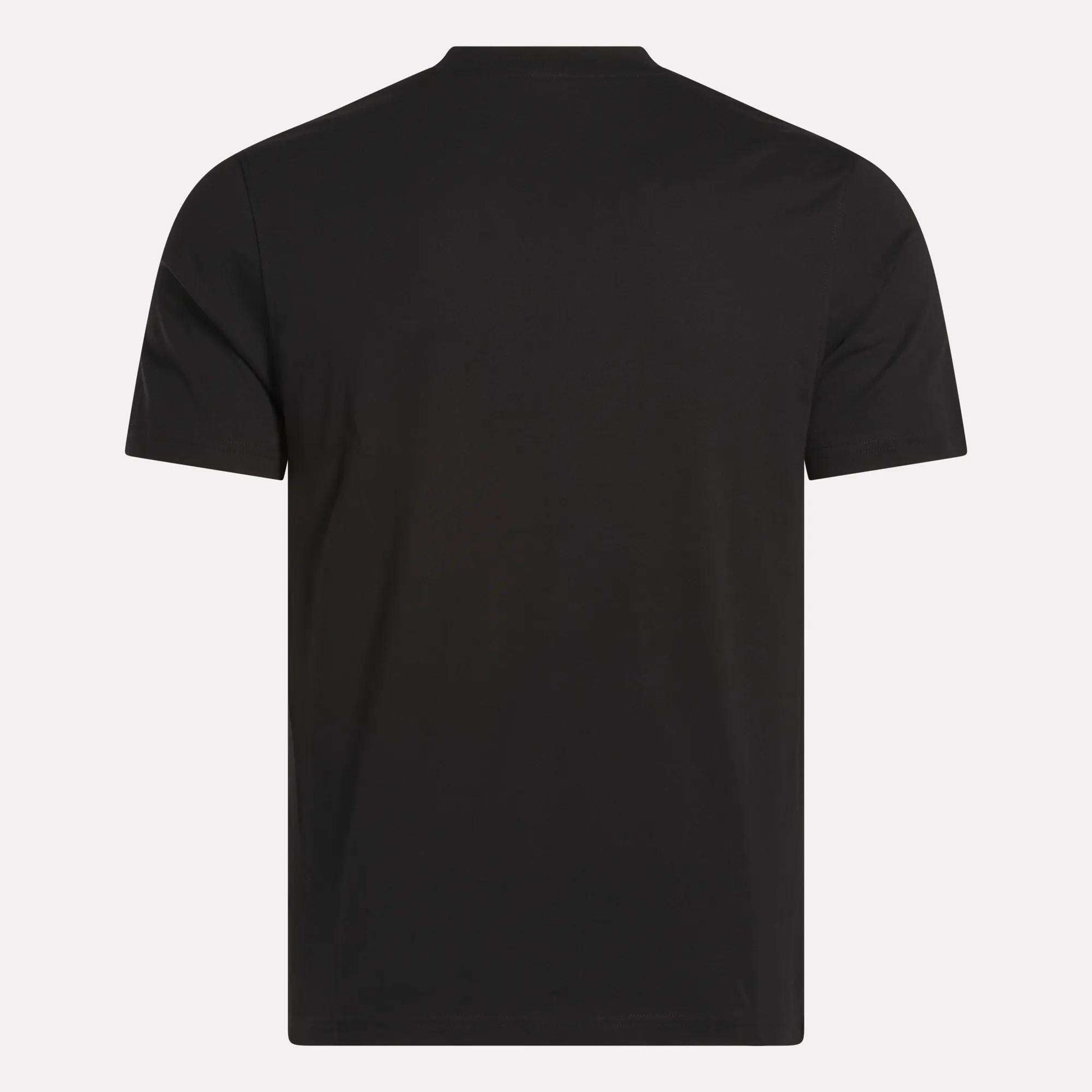 The Reebok Men's Big Logo Crewneck Short Sleeve Tee, shown from the back against a light background, is a classic addition to any wardrobe.