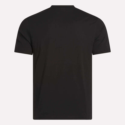 The Reebok Men's Big Logo Crewneck Short Sleeve Tee, shown from the back against a light background, is a classic addition to any wardrobe.