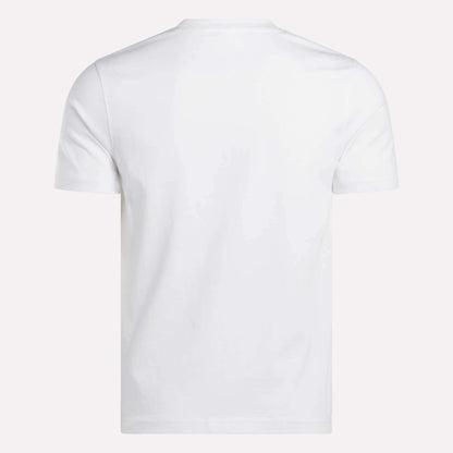 The Reebok Men's Small Logo Crewneck Short Sleeve T-Shirt in soft cotton jersey is shown from the back against a light background.