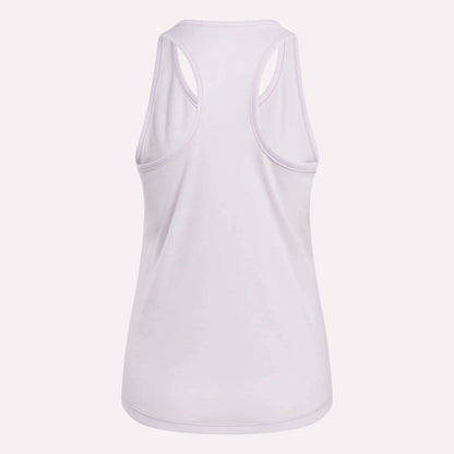 The Reebok Women's Core Tank Top is shown from the back against a white background, making it an ideal sweat-wicking workout top for active days.
