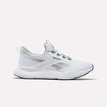 Reebok Men's Cityride 2 Running Shoes in Grey/White feature a mesh upper, lace-up closure, and thick rubber sole with FuelFoam cushioning. Shown in side profile against a plain white background.