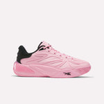 Introducing the Angel Reese 1 Shoes by Reebok in Expressive Pink with black collar and outsole accents. Featuring a textured sole and the signature Reebok logo on the side, this design takes inspiration from performance basketball footwear and incorporates the innovative Reebok Energy Return System for responsive comfort both on and off the court.