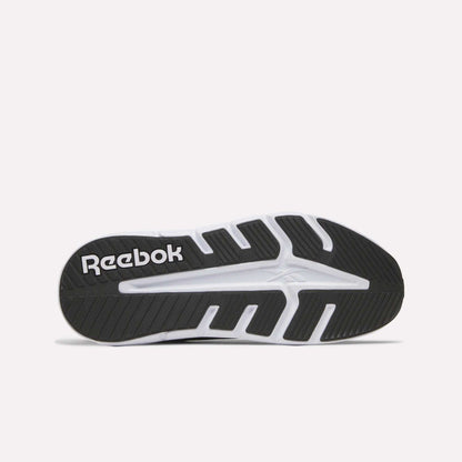 The image displays the black and white rubber sole of Reebok’s Nano Gym 2.0 Training Shoes, highlighting the brand logo and unique tread patterns designed for excellent grip.