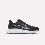 The Reebok Women's Nano Gym 2.0 Training Shoes in Black/Ftwr White are shown side view, highlighting their white sole and lace-up design against a plain light background.
