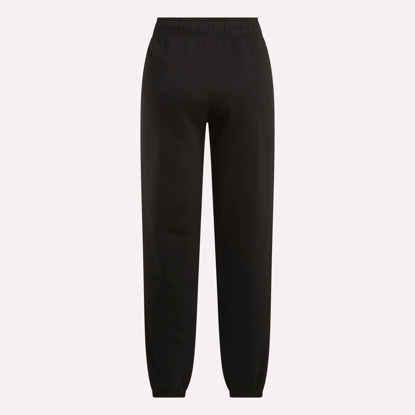 The Reebok Women's Medium Vector Sweatpants, made from a comfy cotton-blend with an elastic waistband and ankle cuffs, are showcased against a plain light background.