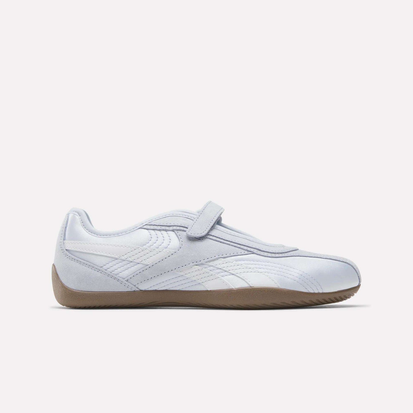 The Women's Ultra Lo Mary Jane Shoes by Reebok, shown in side profile, feature tranquil blue, ftwr white, and Reebok Lee 2 hues with a velcro strap and stitching details against a plain white background.