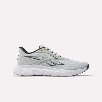 The Reebok Nano Gym 2.0 Training Shoes in New Grey 1/Black, featuring a white sole and subtle side logo, are displayed on a plain white background.