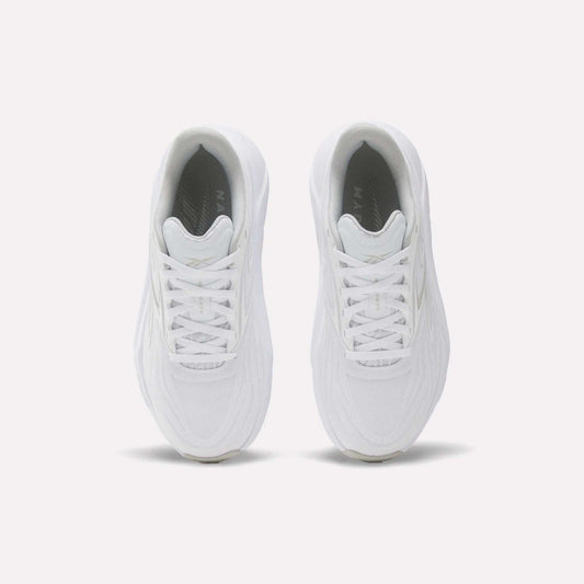 The Reebok Women's Nano Gym 2.0 Training Shoes are shown from above, featuring white laces and textured uppers against a plain white background—ideal for versatile workouts.