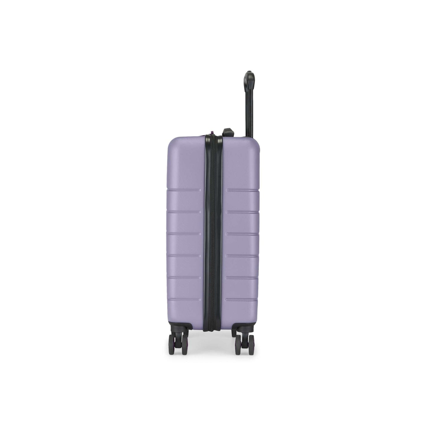 The Reebok Captain 2 Piece Luggage Set features a lavender hard-shell case with four spinner wheels, a black zipper, and an extendable handle—perfect for travelers seeking durable and stylish luggage.