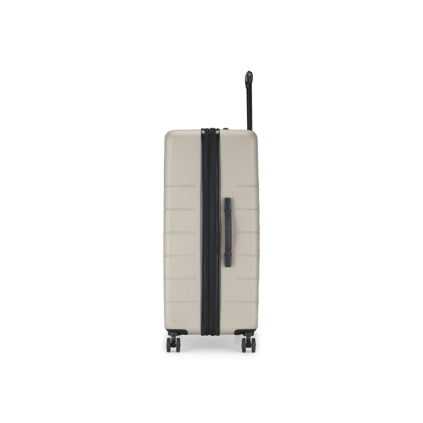 A beige Reebok Captain 2 Piece Luggage Set suitcase stands upright on spinner wheels with a black zipper, side handle, and extended telescopic handle against a plain white background.