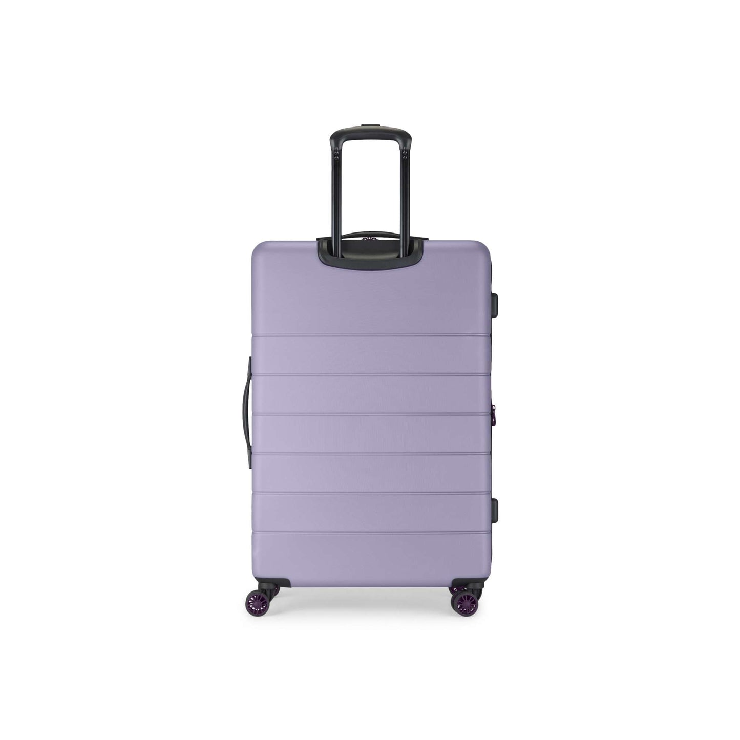 The Reebok Captain 2 Piece Luggage Set features a lavender hard-shell suitcase with spinner wheels and a black telescopic handle, designed for smooth, easy travel. Shown upright against a plain white background.