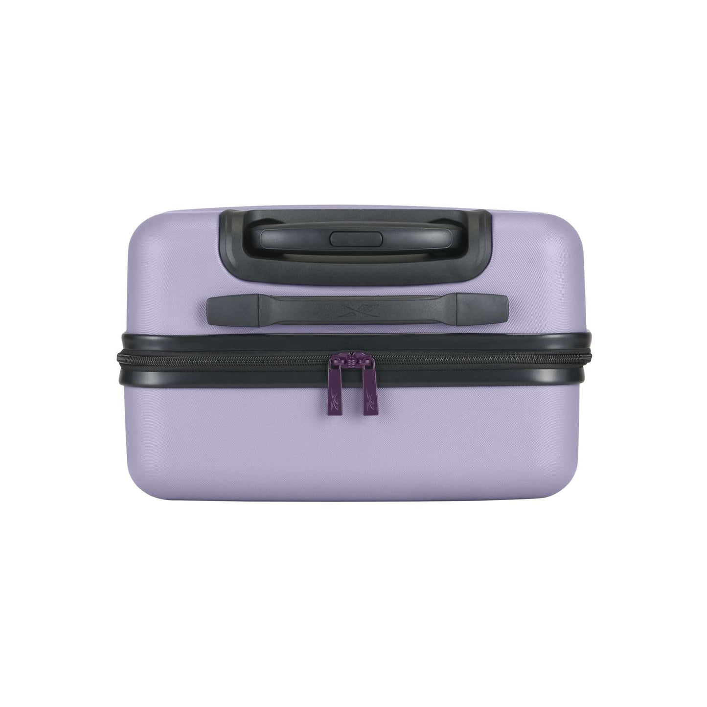 The Reebok Captain 2 Piece Luggage Set is shown—a small hard-shell suitcase in light purple with a black handle, zipper, and spinner wheels—set against a plain white background.