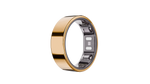 The Reebok Smart Ring by Reebok, shown in gold with a smooth, polished finish and built-in biometric sensors, is displayed against a simple white background.