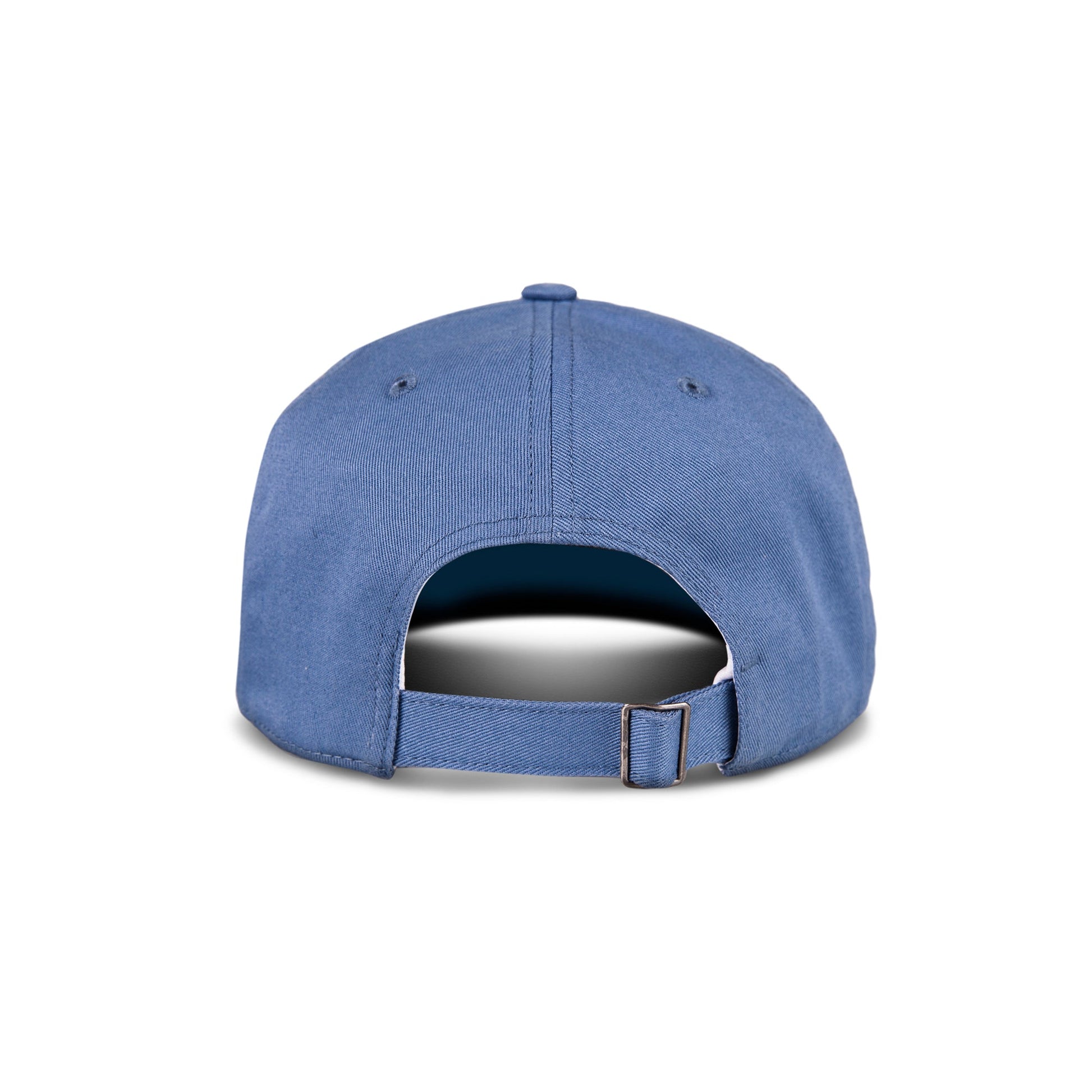 The image displays the back view of a blue Reebok Logo Cap, made from cotton twill with an adjustable buckle. The plain cap features no visible logos or designs and is set against a white background.