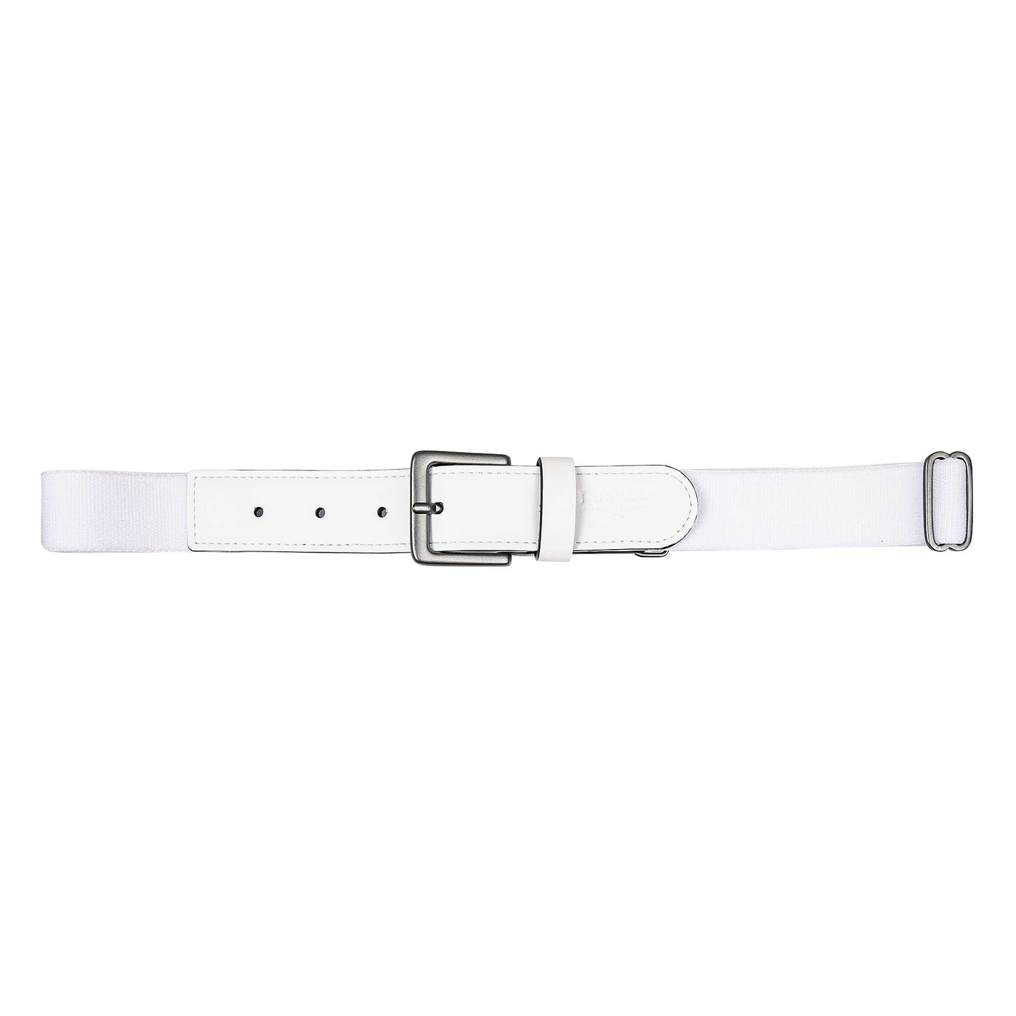 The Reebok Youth Baseball Belt is white with a silver buckle and adjustable strap, designed for young players and shown on a plain white background.