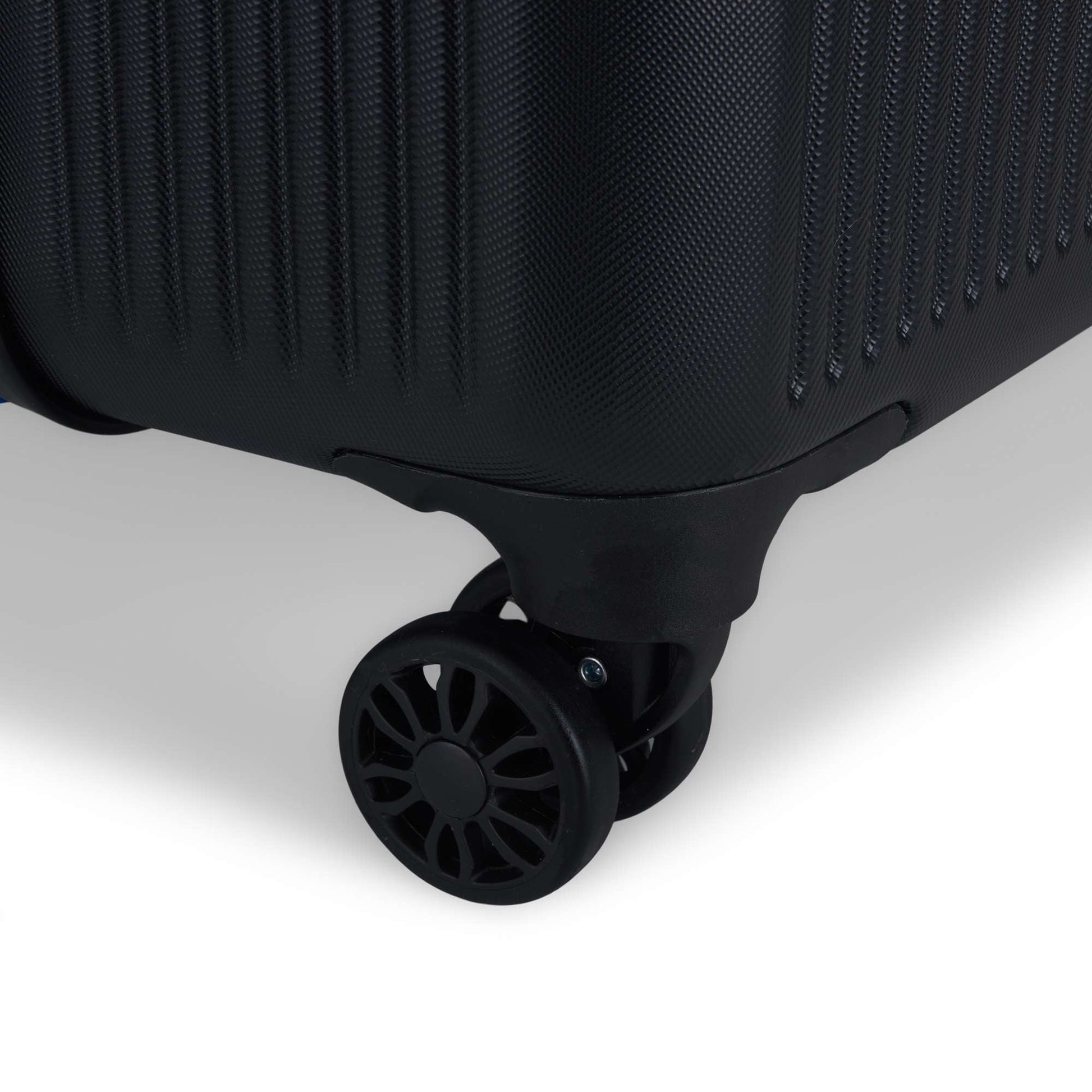 A close-up of the Reebok Action Duo 2 Piece Luggage Set, showcasing its sleek design and durable spinner wheels.