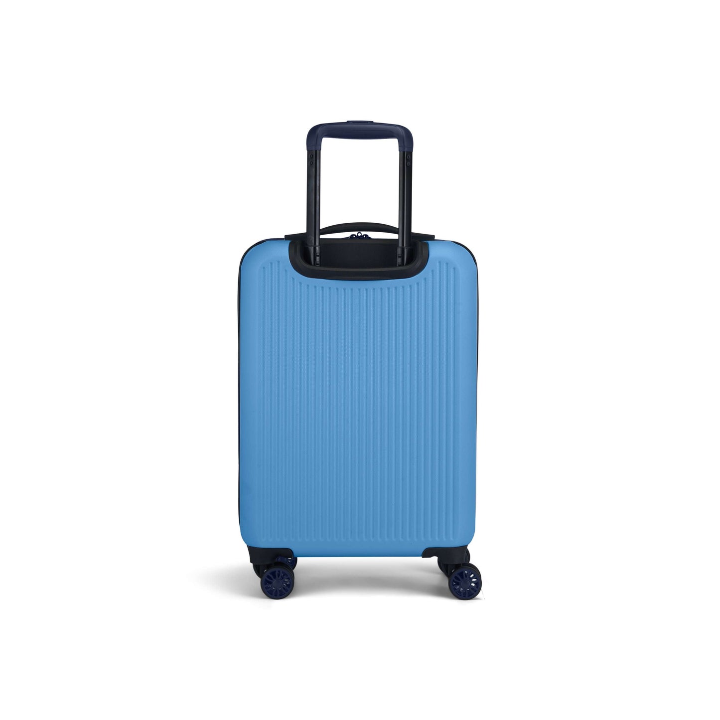 The Reebok Action Duo 2 Piece Luggage Set features a blue hard-shell suitcase with spinner wheels and a black telescopic handle, shown upright on a white background—ideal for stylish travel.