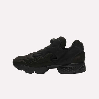 The Reebok Instapump Sliver LTD Shoes are black athletic sneakers with a chunky, sculpted sole and Hexalite cushioning, shown facing left on a plain white background with no visible branding.